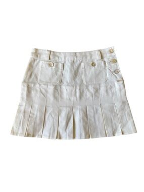Christian Dior 6A Girls Skirt Kids Youth White Pleated Buttons Pockets Belt Loop